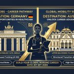 Split comparison image showing Germany and Austria for nurses