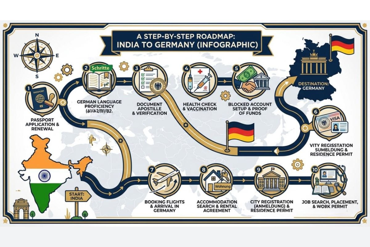 Indian nurse preparing for the FSP medical German exam with clinical notes and a stethoscope