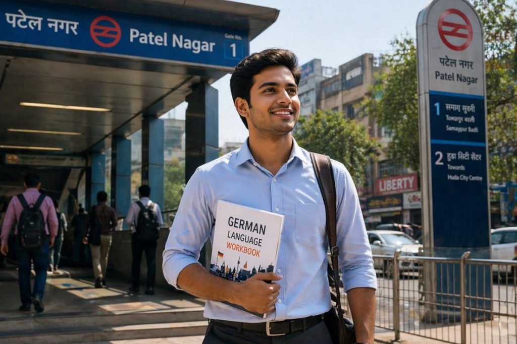 Students attending a German language class at Jet Set Jobs institute in South Patel Nagar New Delhi