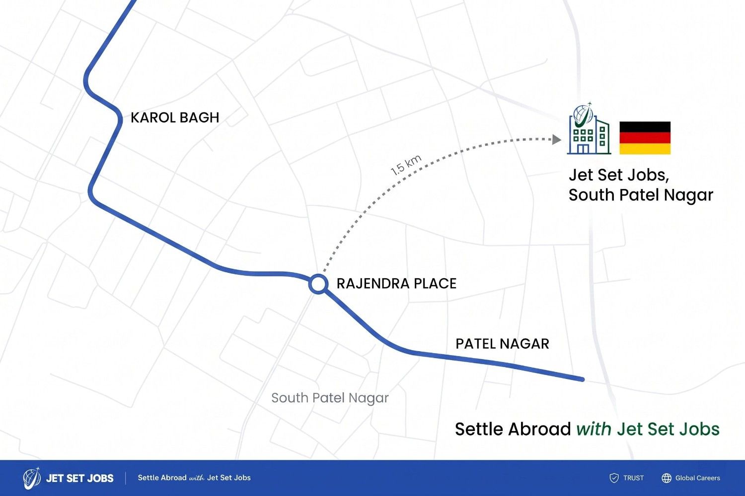 German language institute near Rajendra Place Delhi - Jet Set Jobs South Patel Nagar 1.5 km