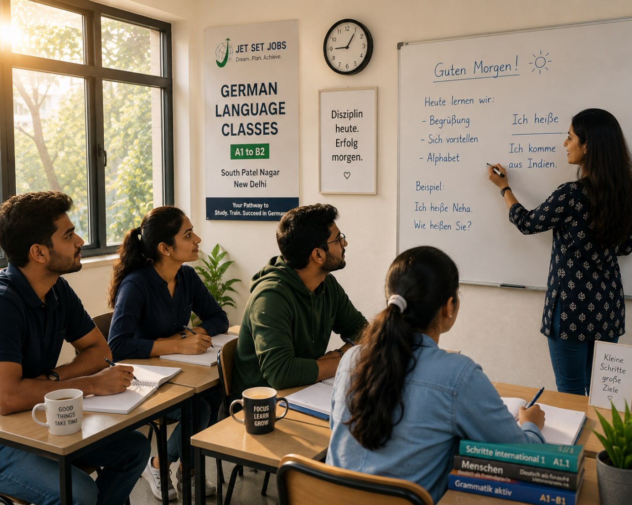 German language morning batch Delhi at Jet Set Jobs South Patel Nagar early class       working professionals students