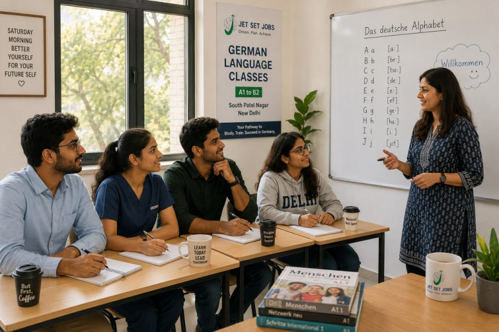 German language weekend batch Delhi for working professionals at Jet Set Jobs South Patel Nagar Saturday Sunday