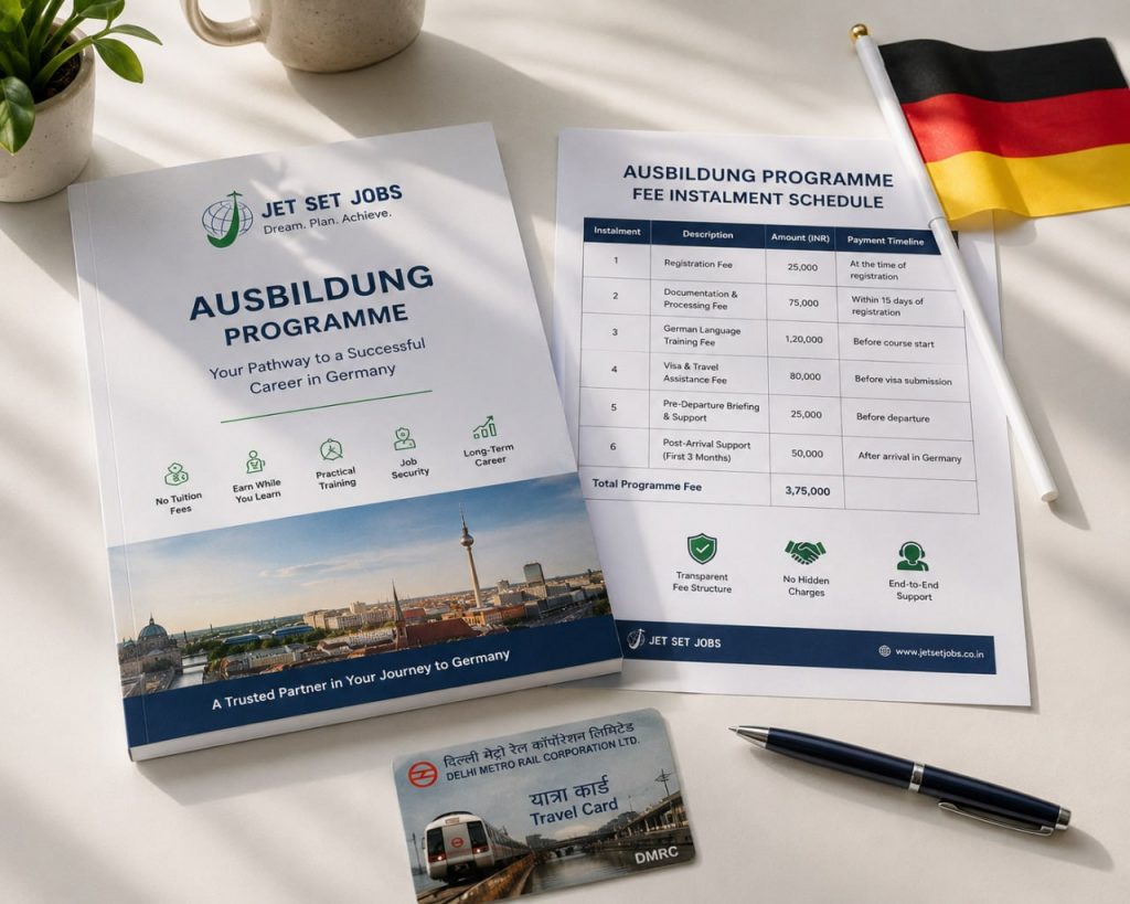 Germany Ausbildung programme Delhi fee eligibility stipend JSJ Jet Set Jobs Patel Nagar