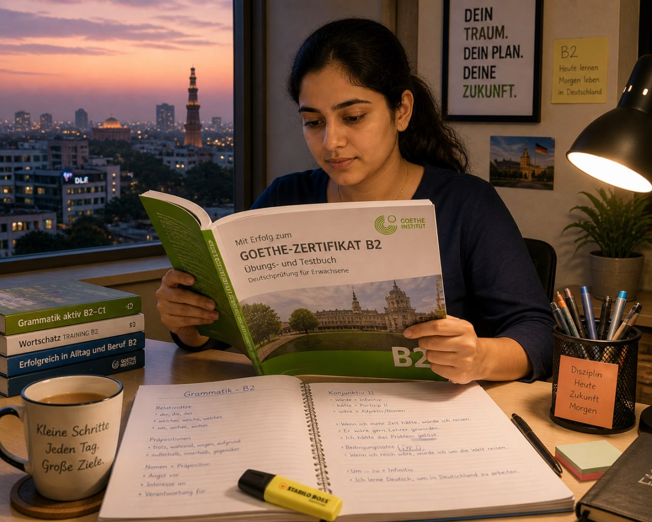 Alt text:Goethe B2 exam preparation coaching at Jet Set Jobs German language institute South
        Patel Nagar New Delhi