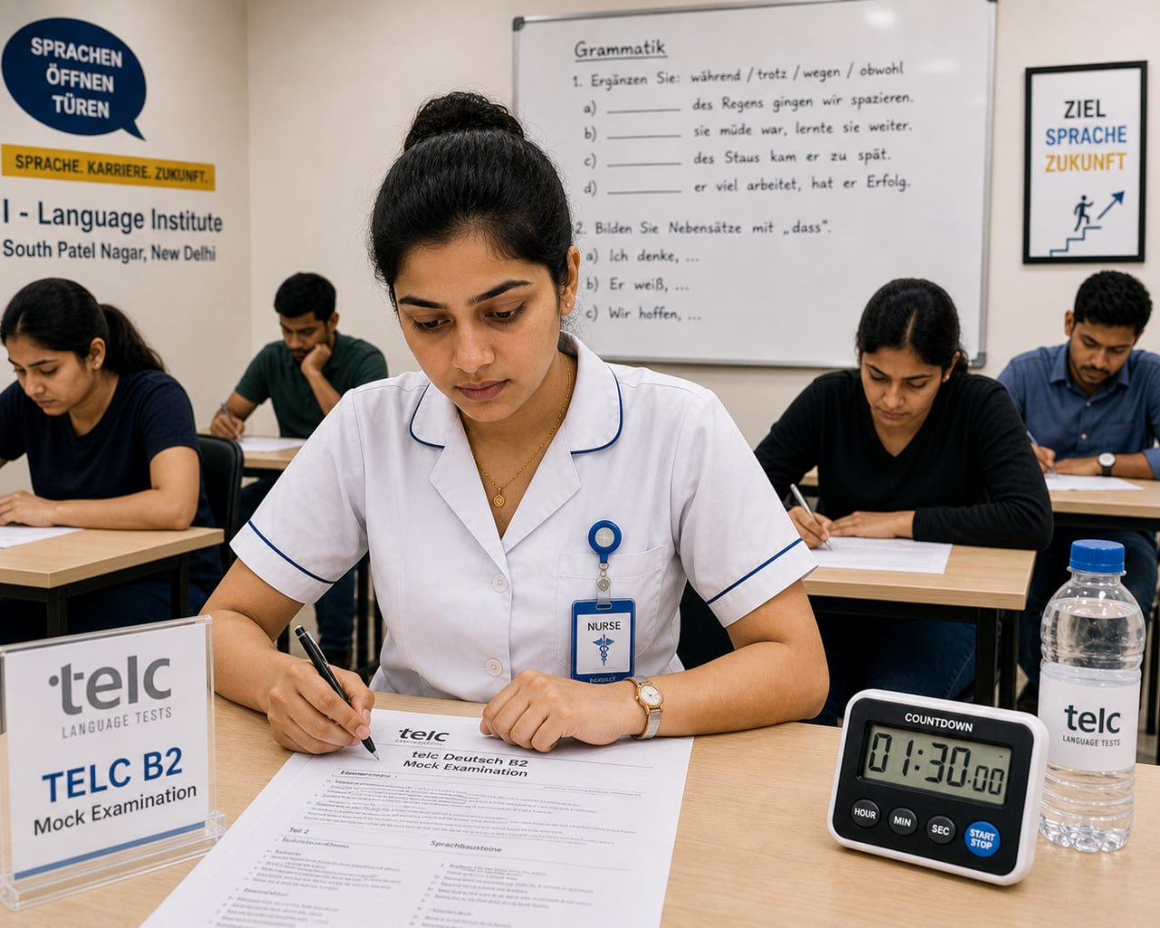 Alt text: TELC B2 coaching preparation at Jet Set Jobs German language institute South Patel
      Nagar New Delhi