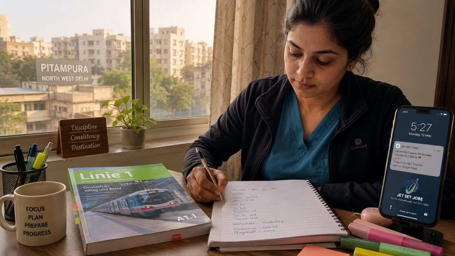 Best German language institute near Pitampura Delhi - Jet Set Jobs South Patel Nagar nursing Ausbildung A1 B2 coaching