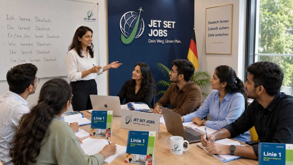 Best German language institute in Delhi - Jet Set Jobs classroom and learners