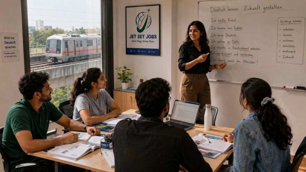 Best German language institute in West Delhi - Jet Set Jobs students from Janakpuri and Rajouri Garden