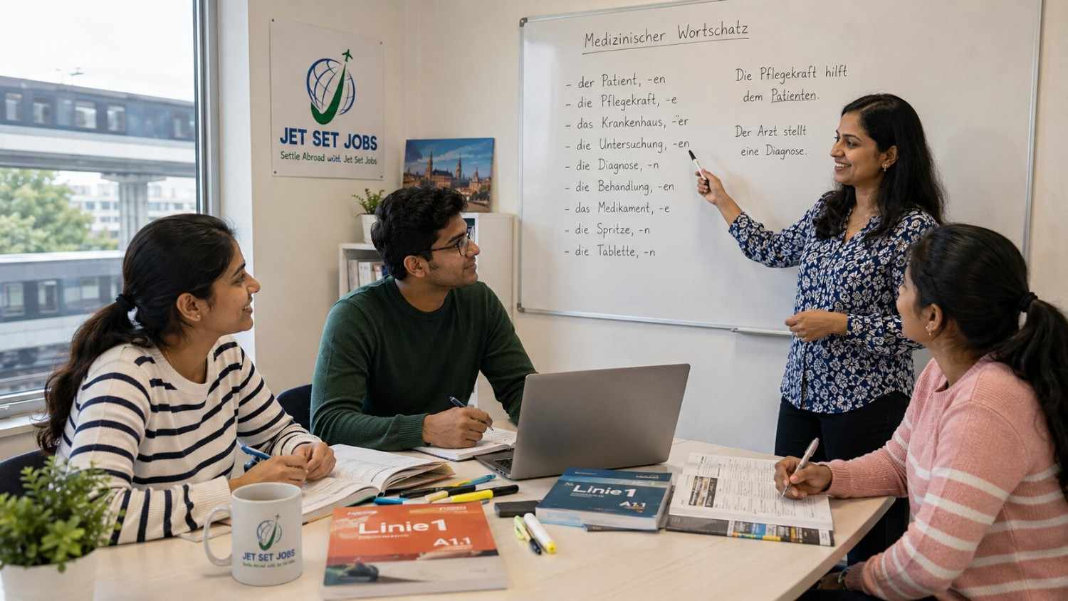 Best German language institute for nurses in Delhi - Jet Set Jobs nursing students in class