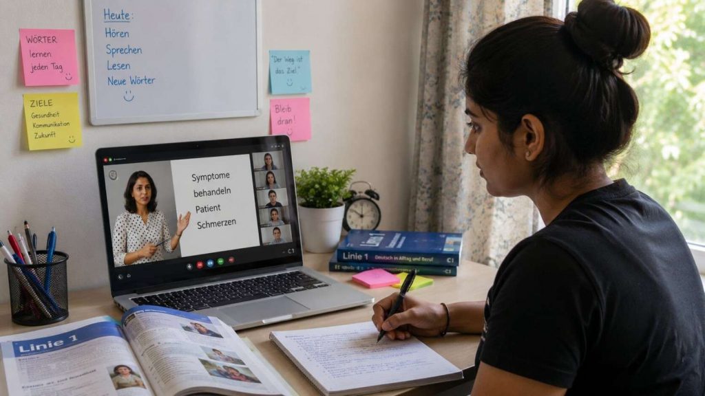 Best online German language institute in India - Jet Set Jobs student in a live online class at home