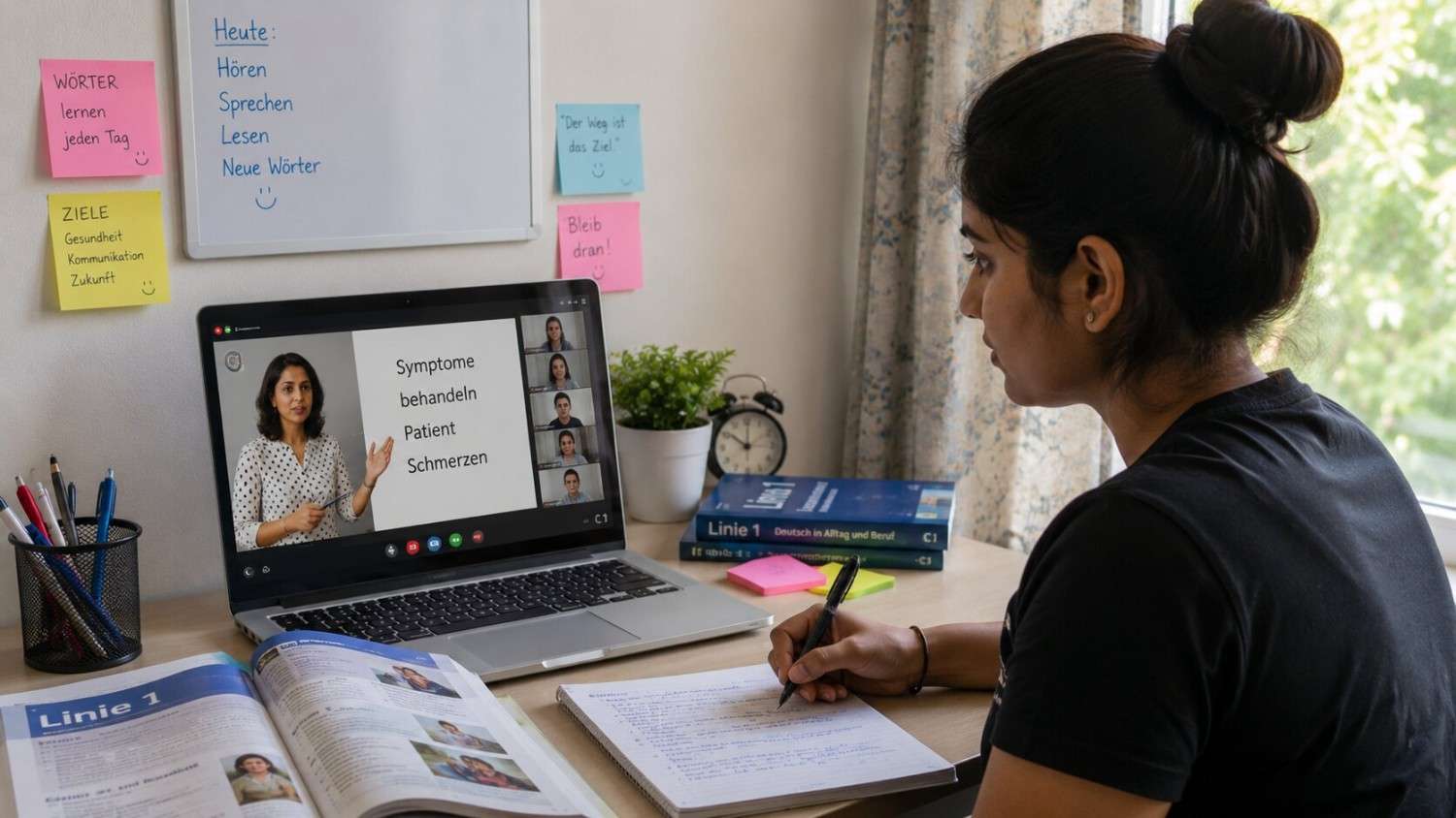 Best online German language institute in India - Jet Set Jobs student in a live online class at home