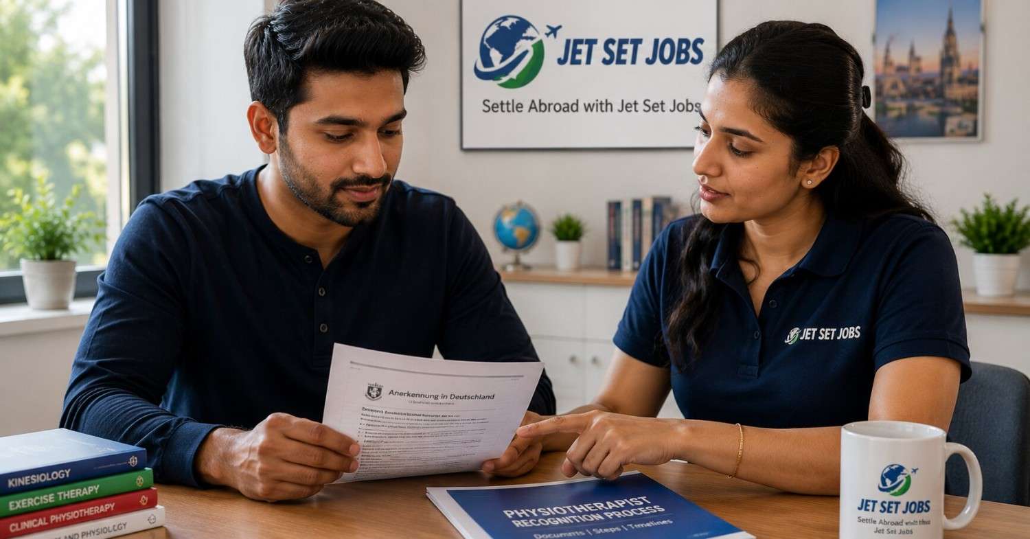 An Indian physiotherapist reading a German deficit notice document calmly and planning next steps