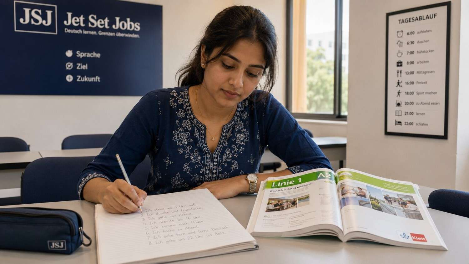 German A2 course near Karol Bagh Delhi - Jet Set Jobs South Patel Nagar Linie 1 textbook