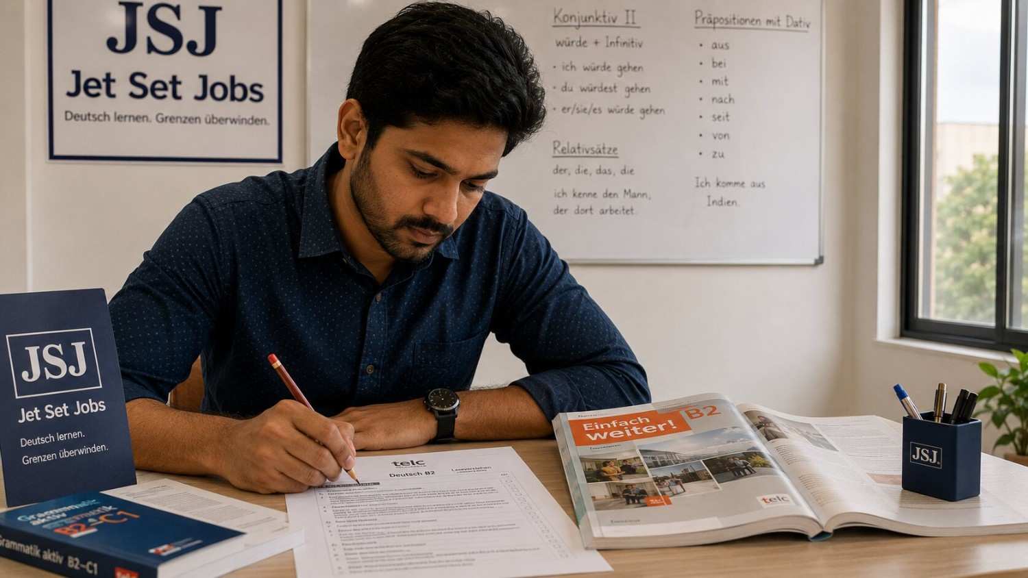 German B2 coaching near Karol Bagh Delhi - TELC B2 exam preparation at Jet Set Jobs South Patel Nagar