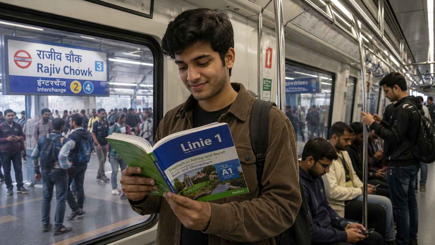 German classes near Lajpat Nagar Metro - Jet Set Jobs students commuting and learning