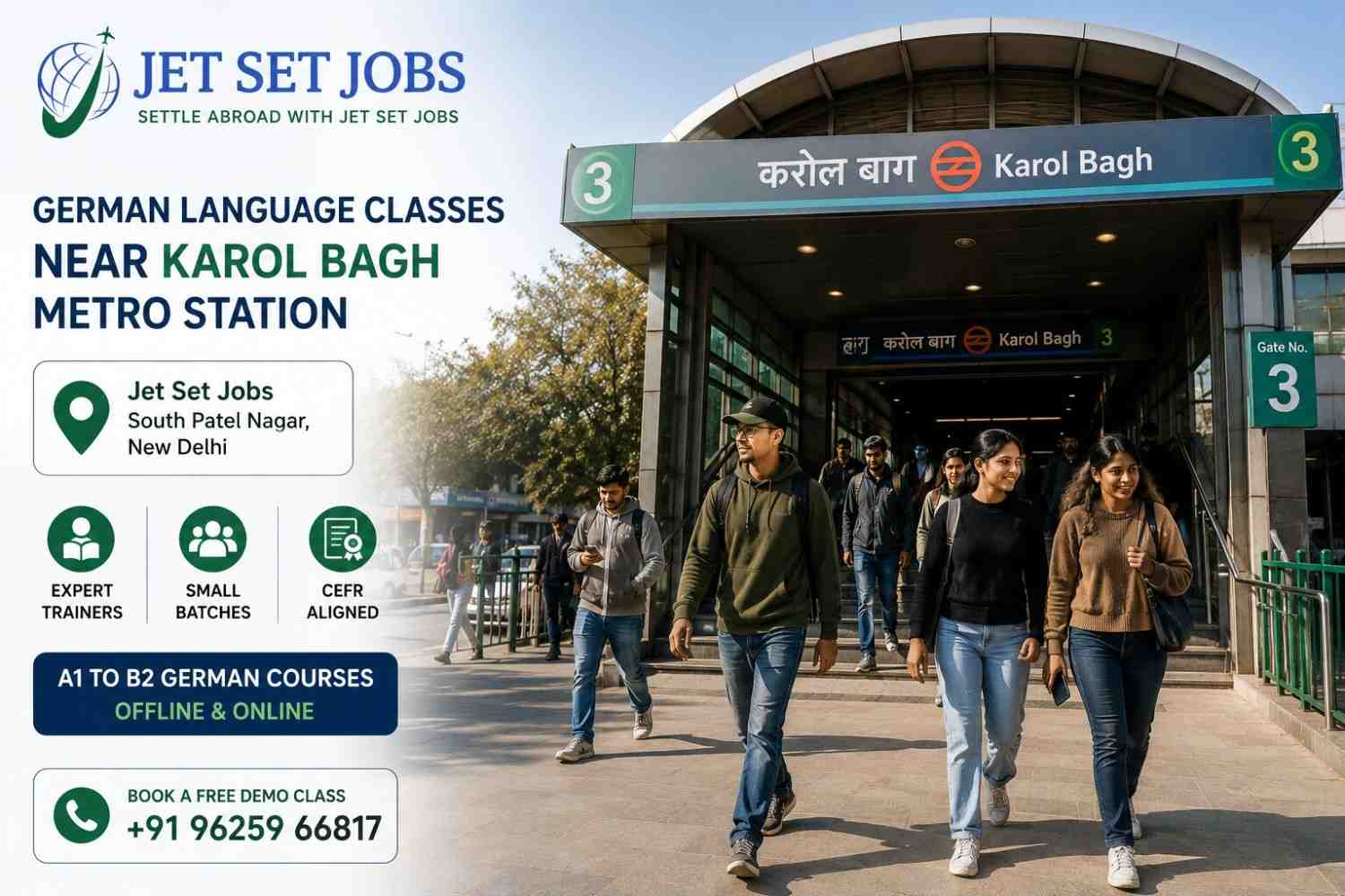 German language classes near Karol Bagh Metro station Delhi - Jet Set Jobs South Patel Nagar