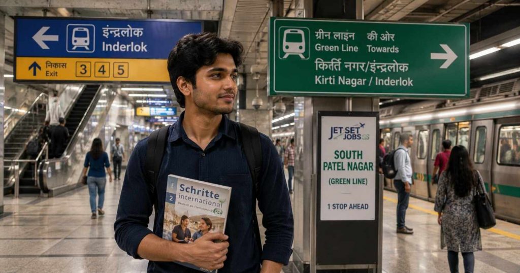 Students from Tagore Garden heading to German language classes at Jet Set Jobs South Patel Nagar New Delhi