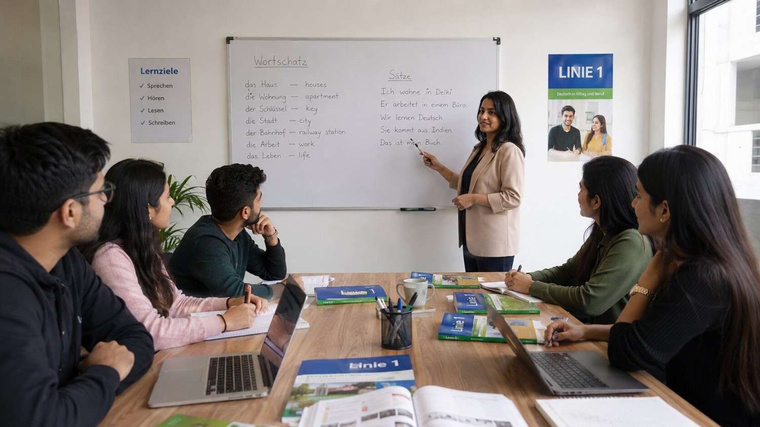 German language classes in Hauz Khas - Jet Set Jobs students in a Delhi classroom