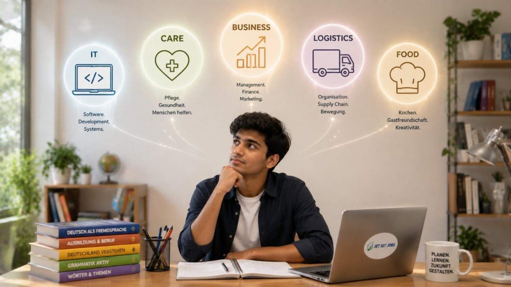Indian student deciding which Ausbildung sector to choose for Germany