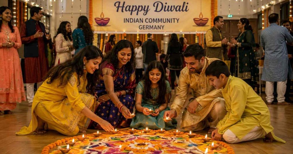 Indian community members celebrating a festival together in Germany
