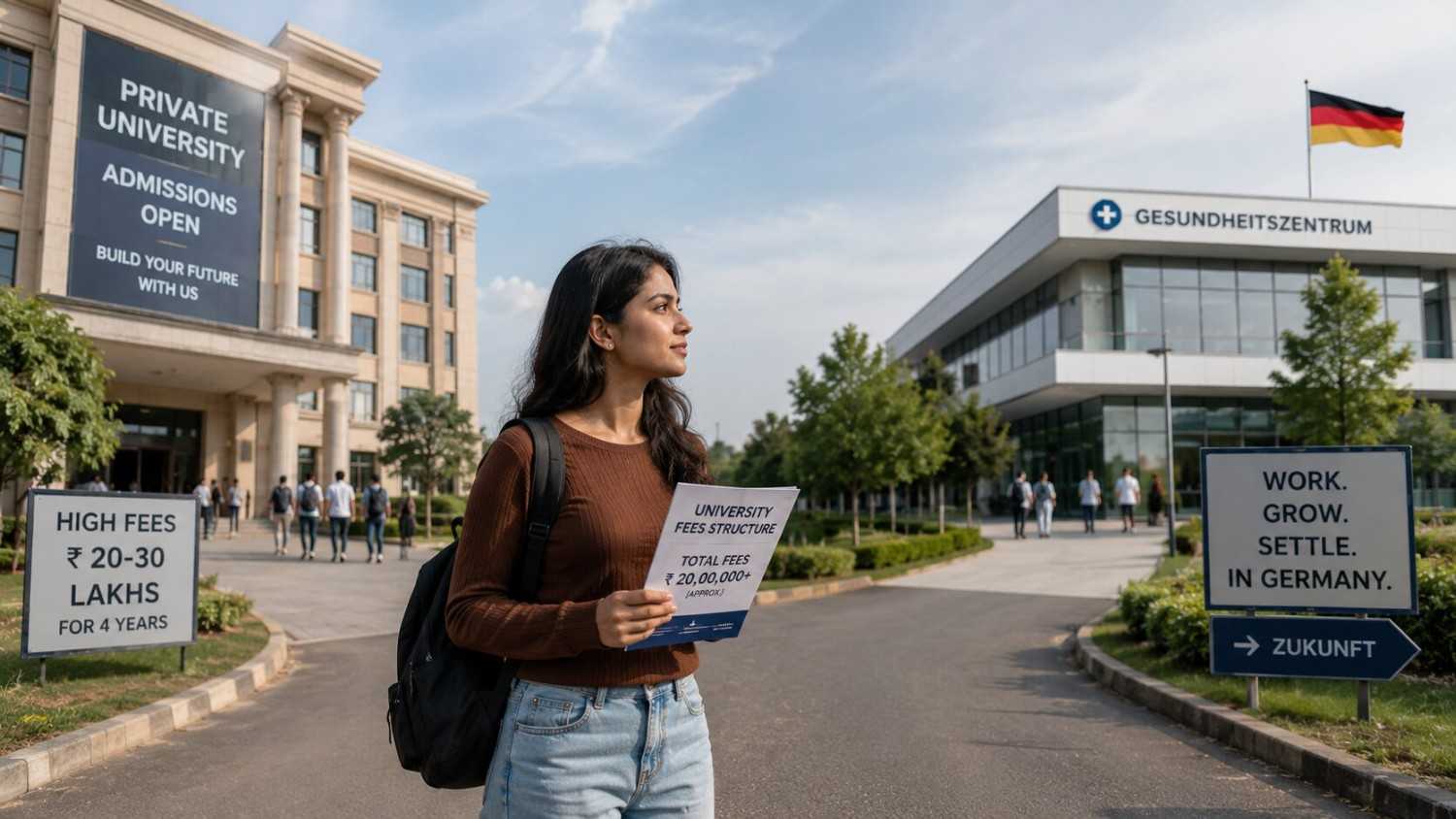Indian student weighing a private university degree against a paid Ausbildung in Germany