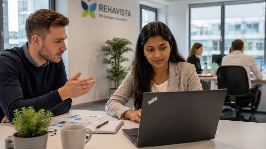 Confident young Indian woman trainee during her Ausbildung in Germany