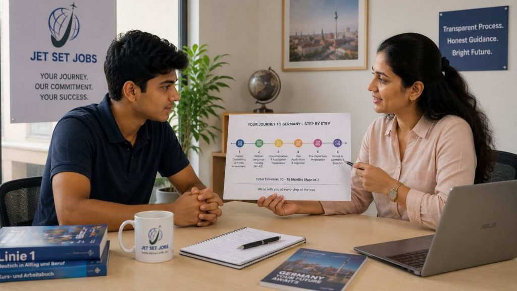 Indian student understanding why Ausbildung fees are paid in stages before the visa