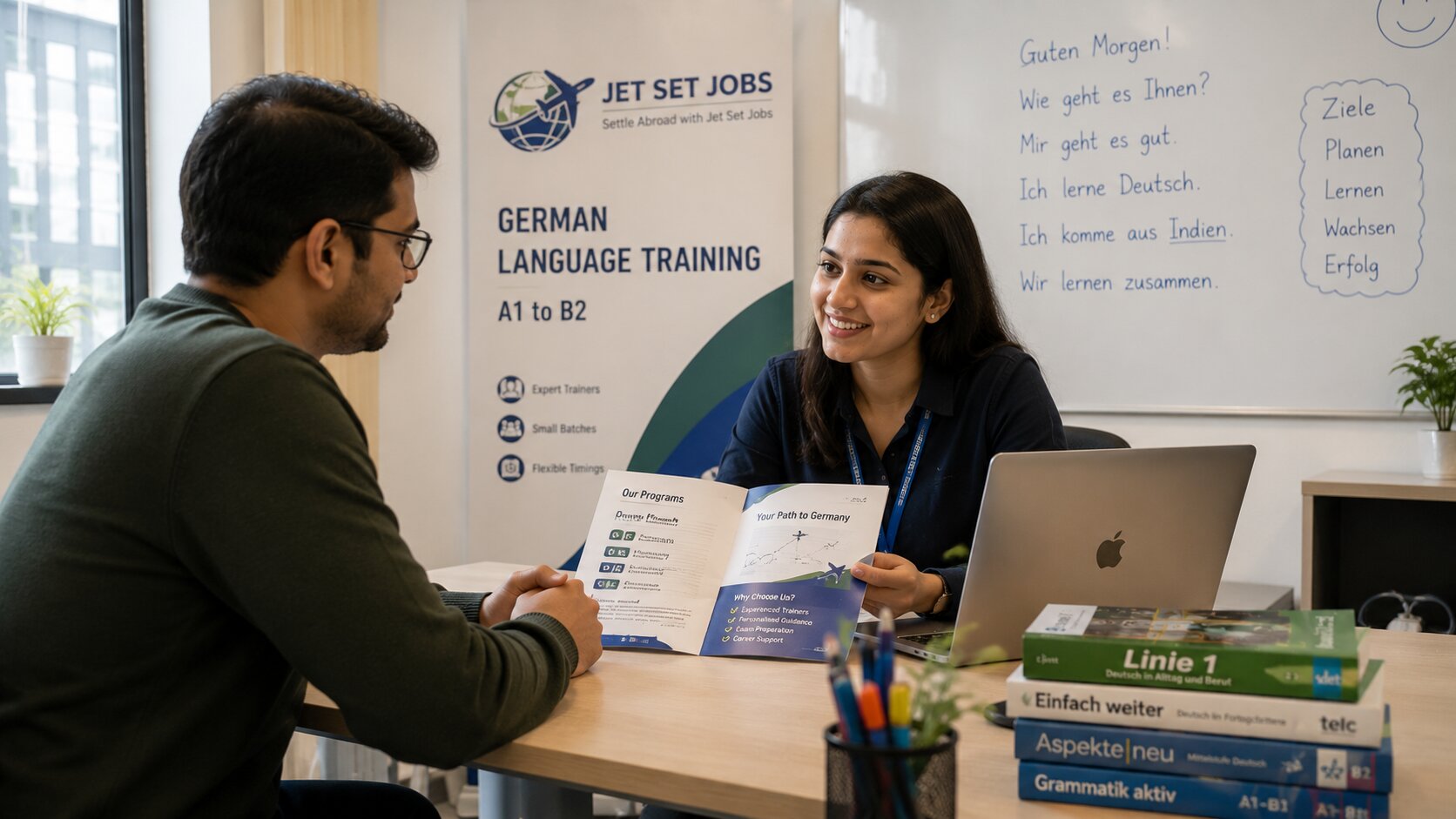 Free German demo class and counselling at Jet Set Jobs South Patel Nagar centre