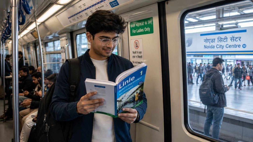 German classes near Botanical Garden Metro Noida - Jet Set Jobs students commuting and learning