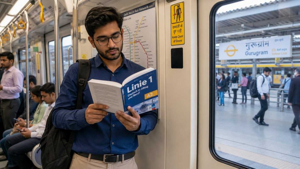 German classes near HUDA City Centre Metro Gurgaon - Jet Set Jobs students commuting and learning