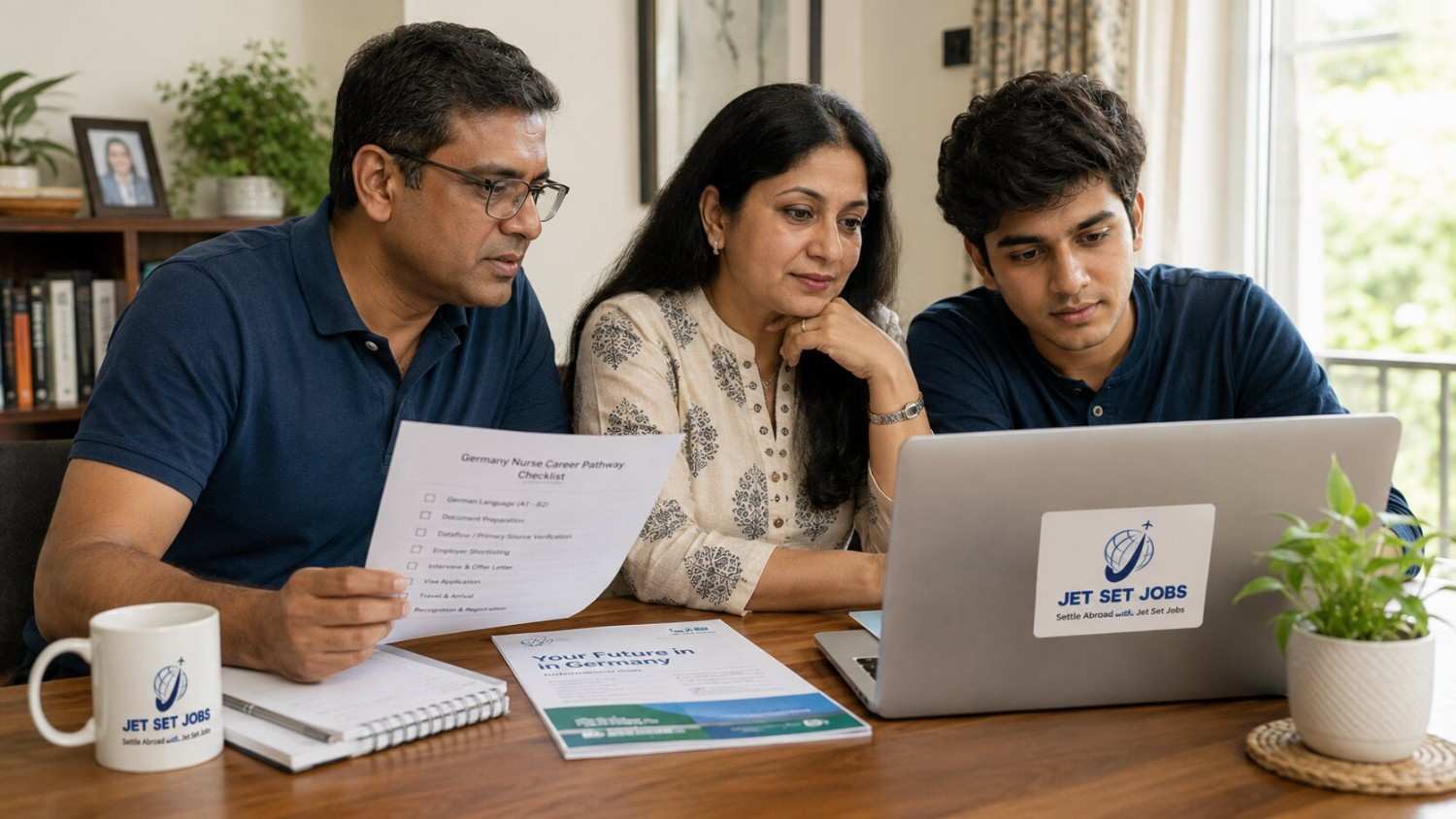 Indian family carefully checking an Ausbildung consultancy's credentials before paying