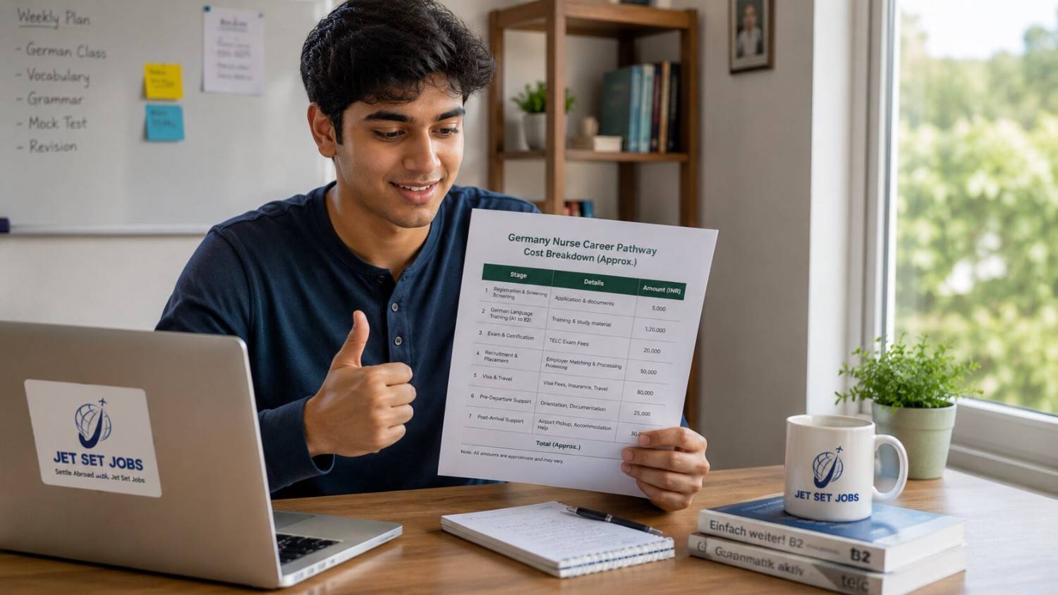 Indian student comparing the true costs of an Ausbildung programme with a transparent breakdown