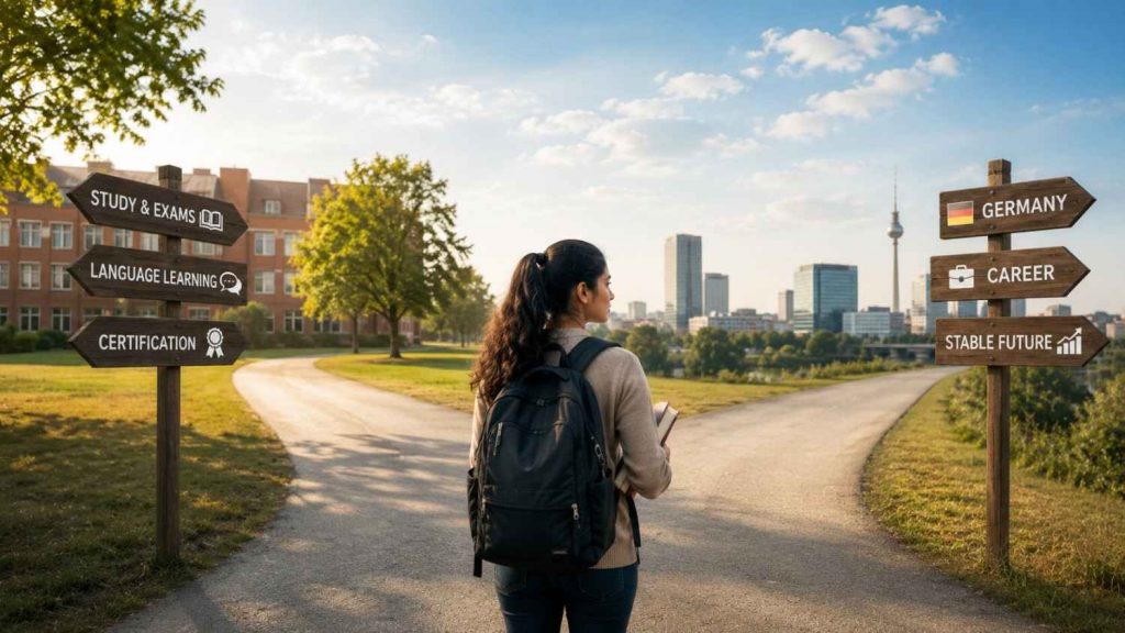 Indian student comparing MBBS abroad and Germany Ausbildung options after the NEET result