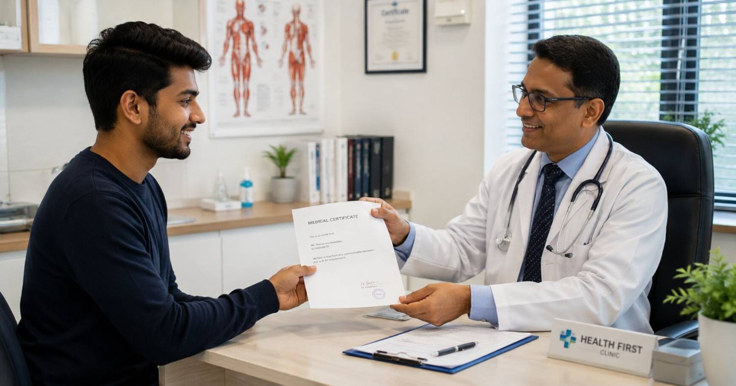 Indian physiotherapist obtaining a medical fitness certificate for German recognition in 2026