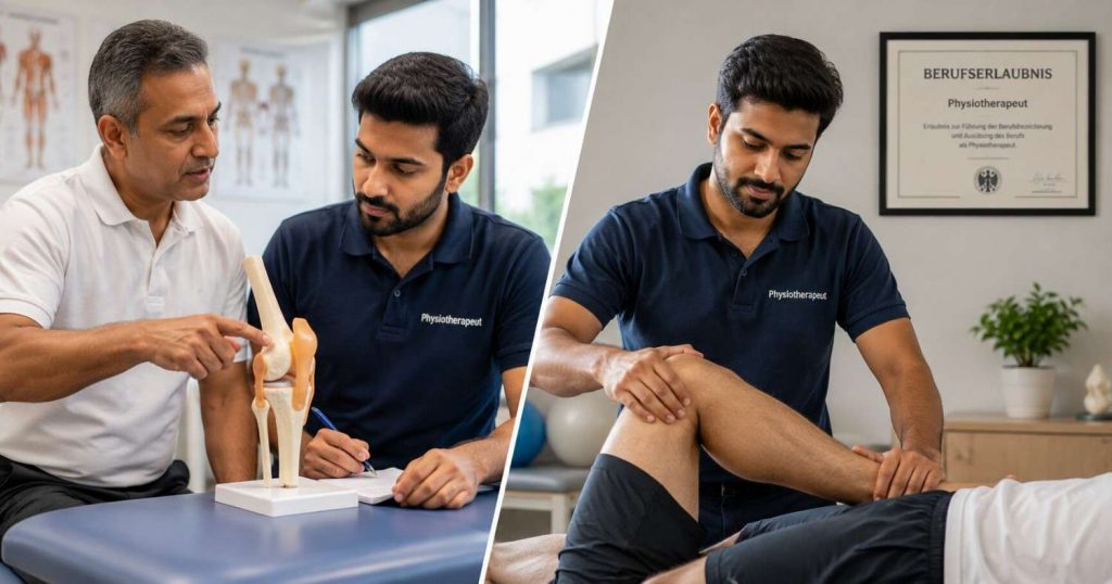 Indian physiotherapist during and after German recognition showing salary progression in 2026
