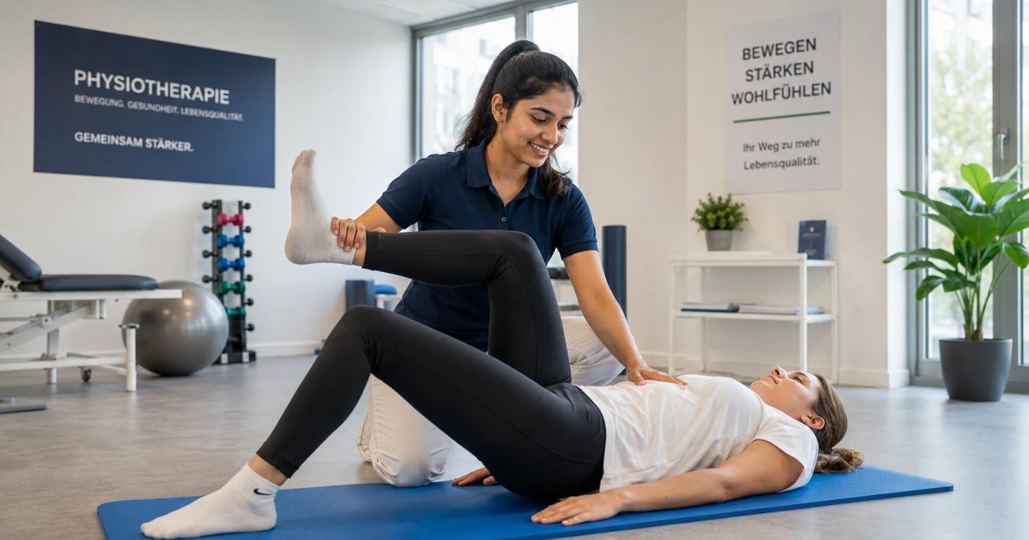 Overview of physiotherapist salaries across German states in 2026 with an Indian physiotherapist at work in a clinic