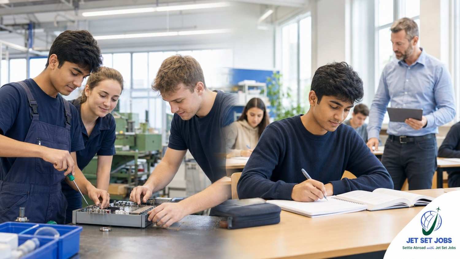 Indian Ausbildung trainee splitting time between a German workplace and vocational school