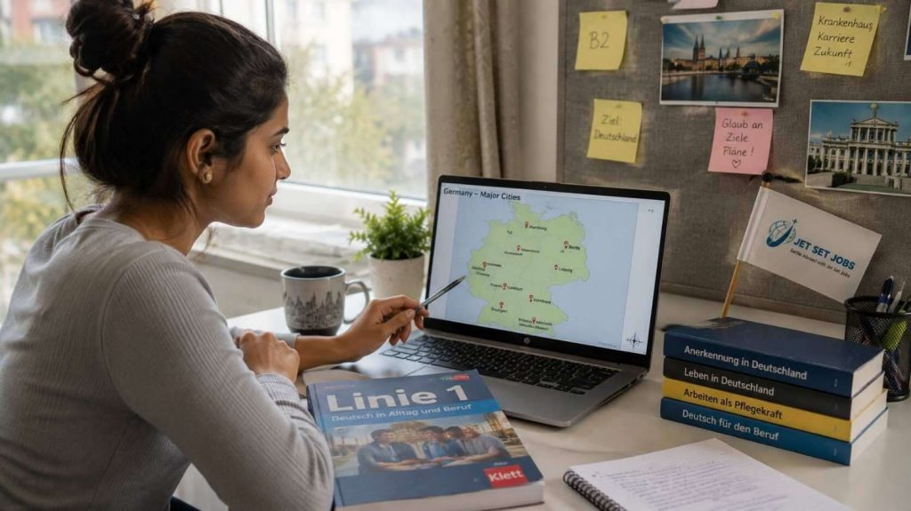 Map-style view of German cities with strong Ausbildung demand for Indian aspirants