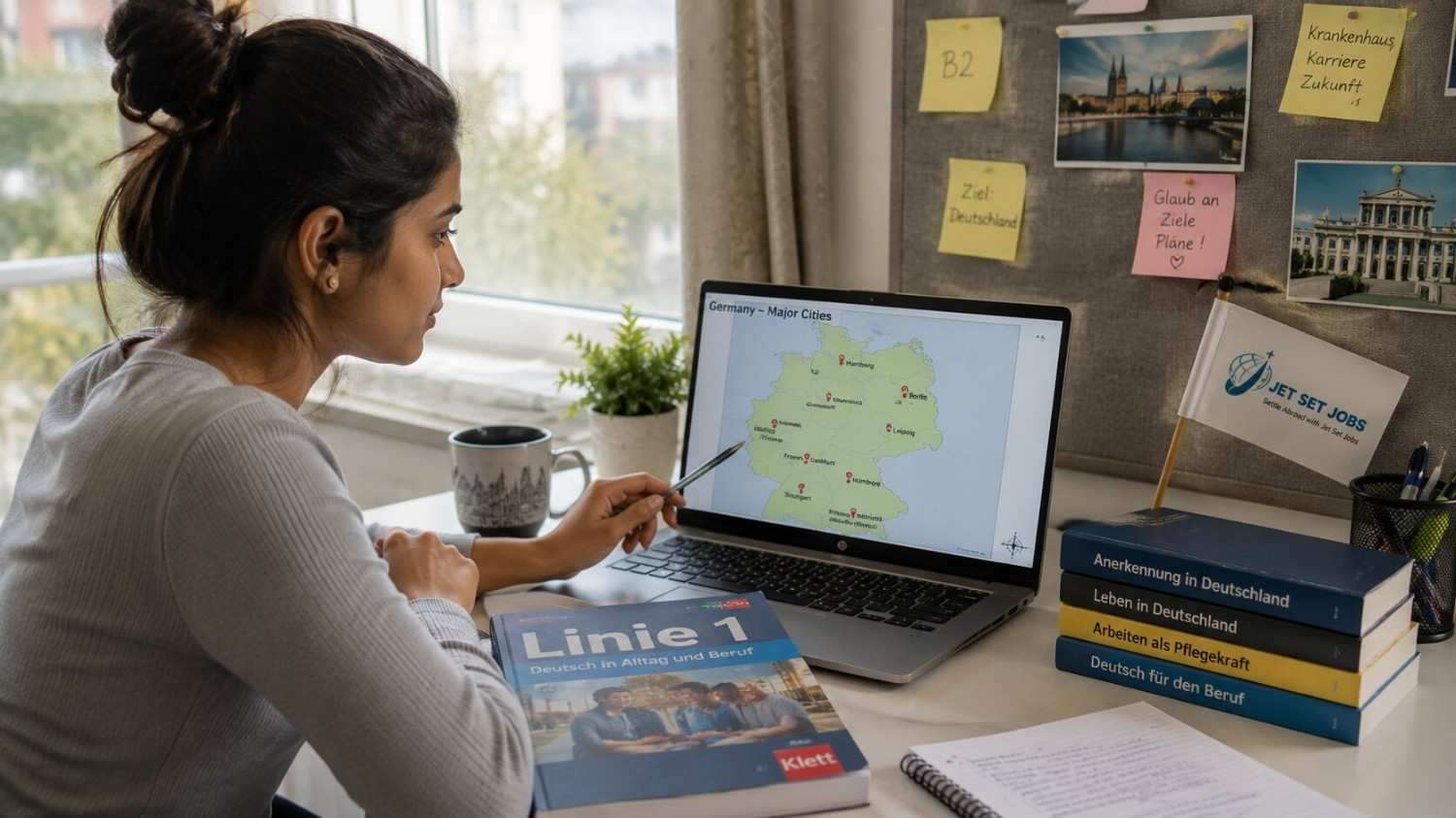 Map-style view of German cities with strong Ausbildung demand for Indian aspirants