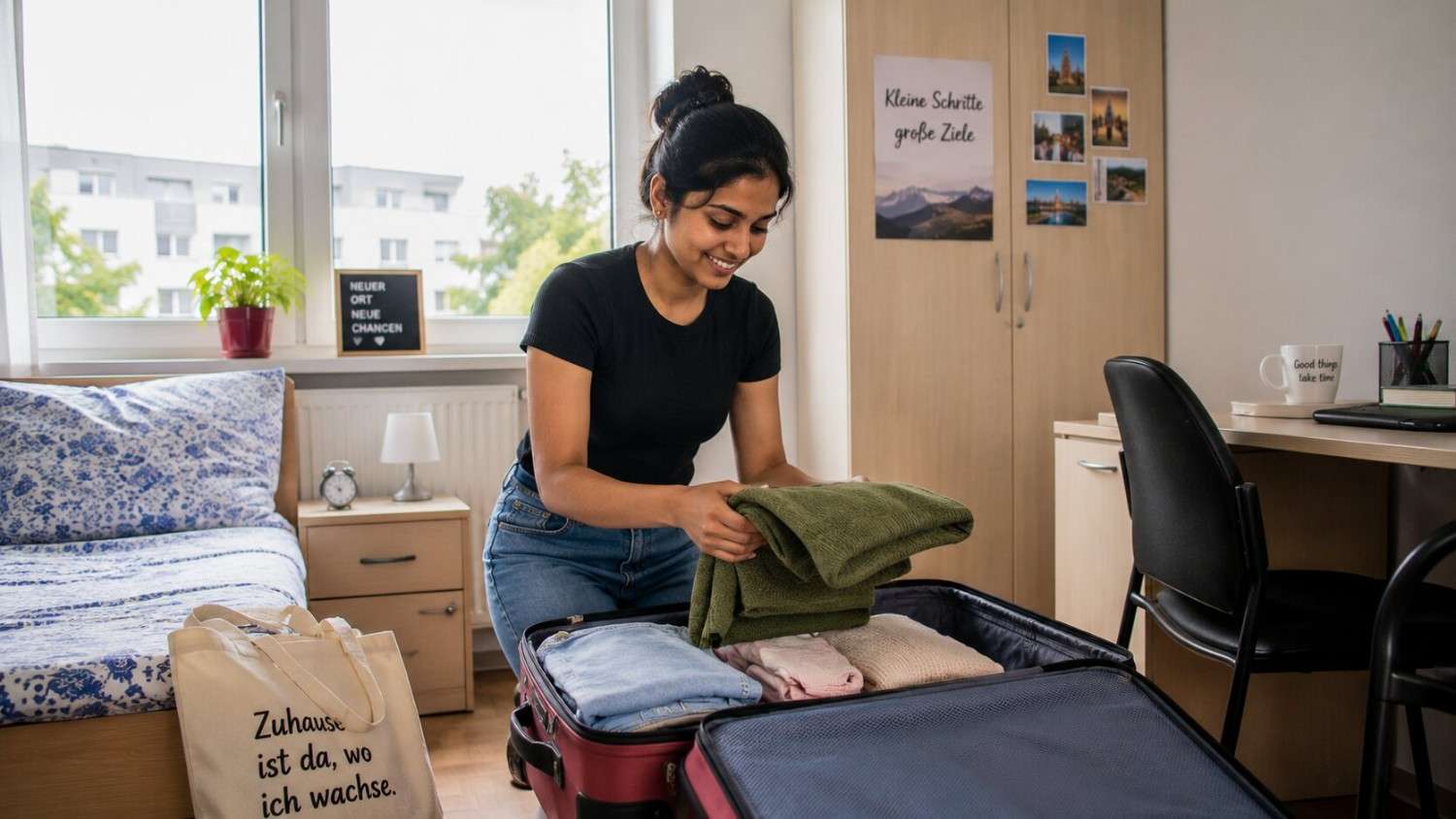 Indian Ausbildung trainee moving into a shared flat (WG) room in Germany